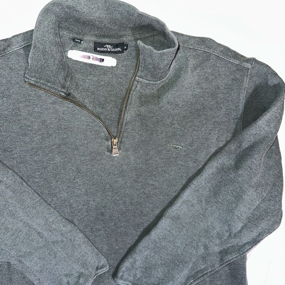 Rodd & Gunn Quarter Zip Sweater Olive Green Australian Cotton Pullover Medium